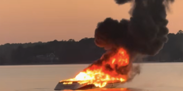 Boat Fire Lake Martin